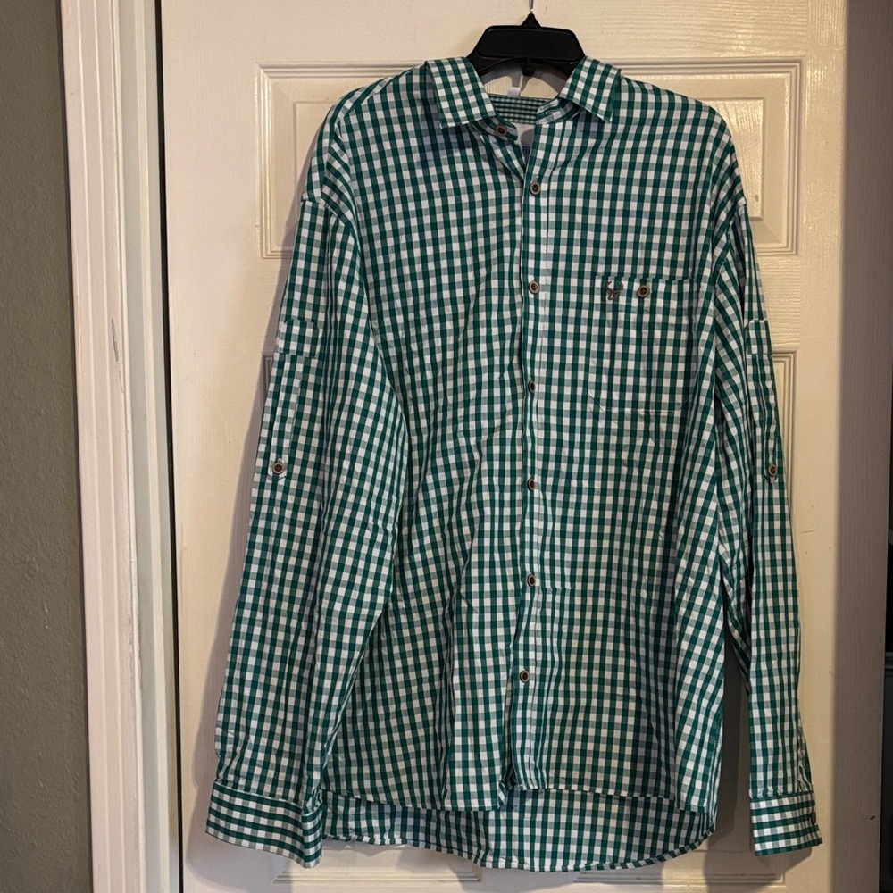 Classic Green Plaid Men's Button-Down Shirt